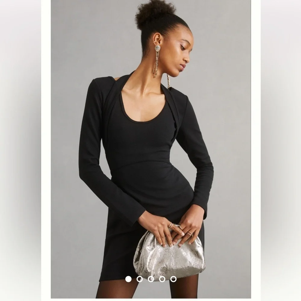 ANTHROPOLOGIE NWT By Anthropologie Long-Sleeve Mini Dress Size M. - Picture 8 of 11